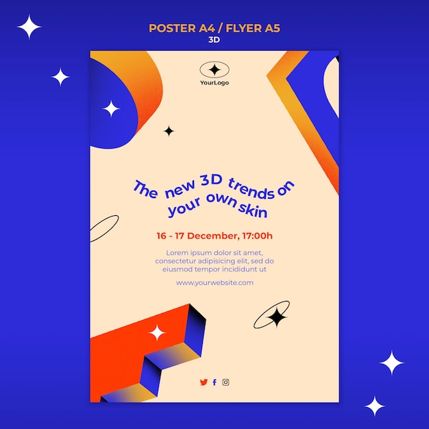 3D Trends Poster Template – Free Download