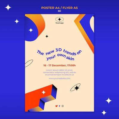 3D Trends Poster Template – Free Download