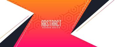 Abstract Red Modern Geometric Wide Banner Design – Free Download