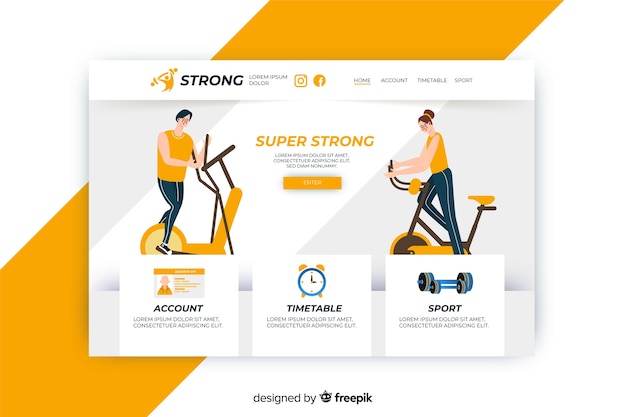 Flat Sport Landing Page Template – Free to Download