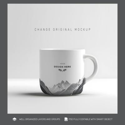 White Mug PSD Mockup – Download Free Stock Photo