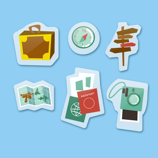 Hand Drawn Travel Sticker Collection – Free Download