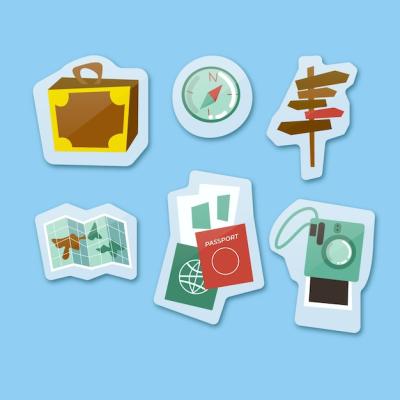 Hand Drawn Travel Sticker Collection – Free Download