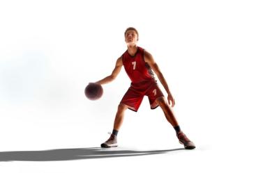 Dynamic Basketball Player in Action at Sunset – Free Download