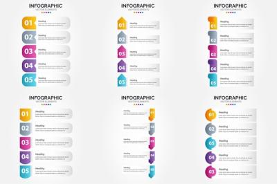 5 Steps Infographics Flat Design Vector Illustration Set for Advertising Brochures and Magazines – Free to Download