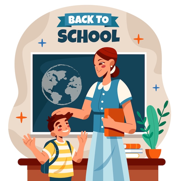Back to School Illustration Featuring Teacher and Student – Free Download