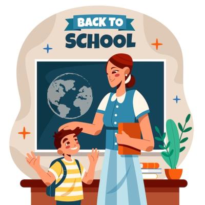 Back to School Illustration Featuring Teacher and Student – Free Download