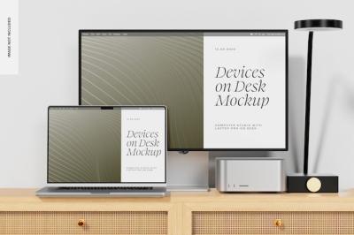 Mac Studio and MacBook Pro Desk Mockup – Free Download
