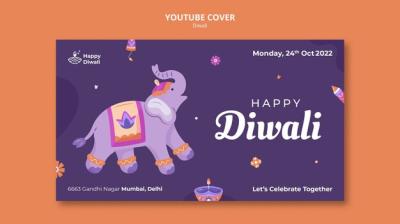 Diwali Festival Celebration YouTube Cover Template – Free Download