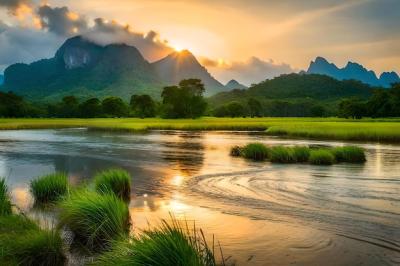 A River Flowing Through a Scenic Valley with Majestic Mountains – Free Stock Photo Download