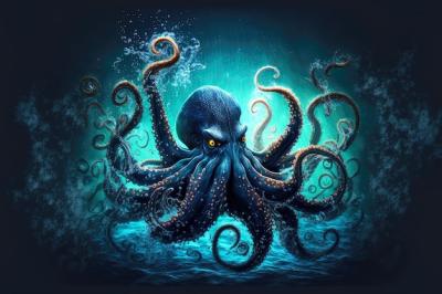 Harsh Predatory Octopus in Dark Blue Water – Free Stock Photo for Download