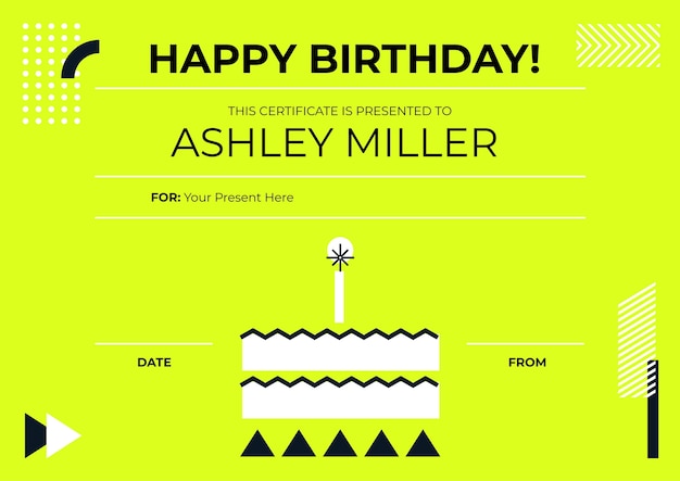 Bright and Simple Geometric Birthday Gift Certificate – Free Download