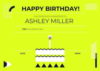 Bright and Simple Geometric Birthday Gift Certificate – Free Download
