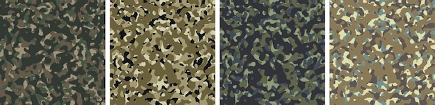 Camouflage Background Set Pattern Design Vector – Free Download