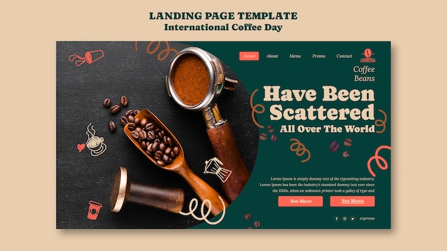 International Coffee Day Landing Page Template – Free Download PSD