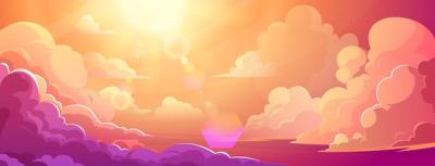 Sunset Sky with Fluffy Clouds in Anime Style – Free Download