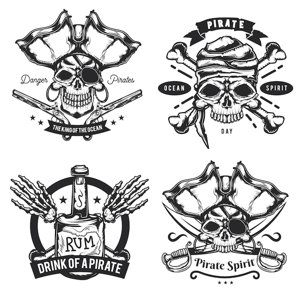 Pirat Elements Vector Graphics: Bottles, Bones, Swords, and Guns – Free Download