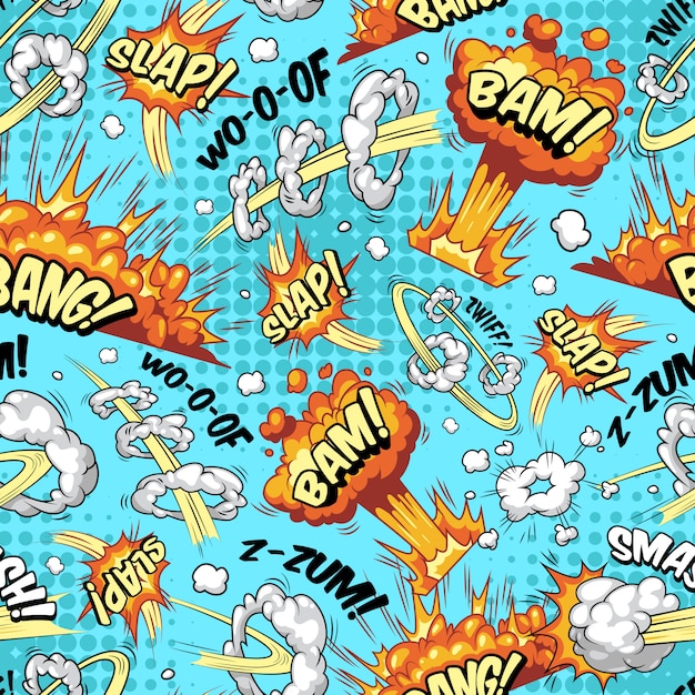 Colorful Comic Explosions Seamless Pattern – Free Download
