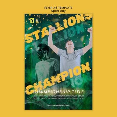 Vertical Flyer Template for Sports Day with Glowing and Blurry Effects – Free Download