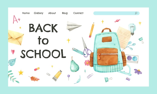 Watercolor Back to School Landing Page Template – Free Download