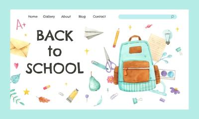 Watercolor Back to School Landing Page Template – Free Download