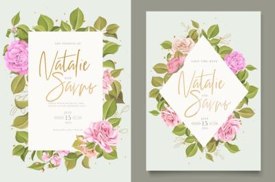 Elegant Watercolor Floral Wedding Invitation Card Set – Free Download