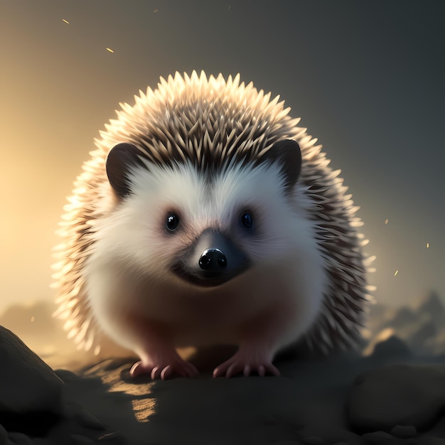 A Hedgehog Sitting on a Rock – Lovely Happy Funny Animal Free Download