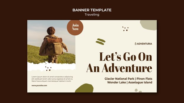 Horizontal Banner Template Featuring a Backpacking Child – Free Download