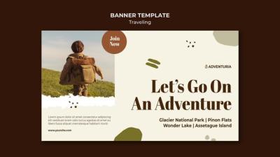 Horizontal Banner Template Featuring a Backpacking Child – Free Download