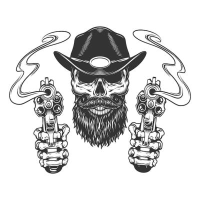 Vintage Bearded and Mustached Sheriff Skull Vector Template – Free Download