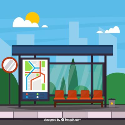 Flat Design Empty Bus Stop Vector Template – Free Download