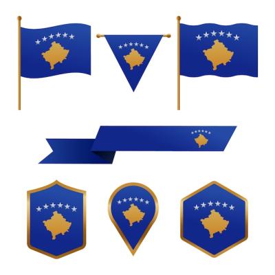 Gradient Kosovo Flags and National Emblems Set – Free Download
