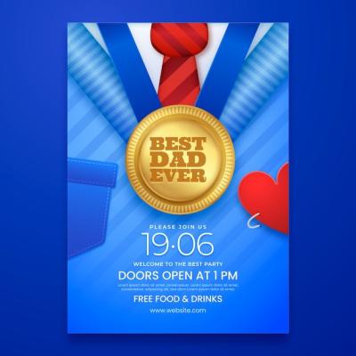 Realistic Father’s Day Vertical Flyer Template – Free Download