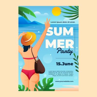 Gradient Party Poster Template for Summer Season – Free to Download