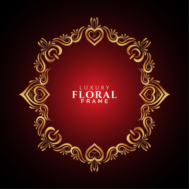 Ethnic Golden Frame Design on Red Background – Free Download