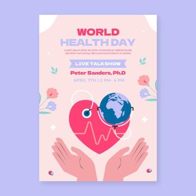 Flat Vertical Poster Template for World Health Day Celebration – Free Download