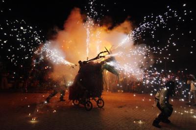 Crowd by Firework on Footpath at Night – Free to Download