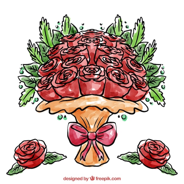 Beautiful Watercolor Rose Bouquet – Free Download