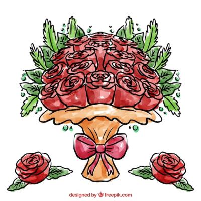 Beautiful Watercolor Rose Bouquet – Free Download