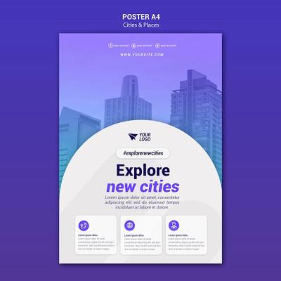 Explore Cities and Places Poster Template – Free Download