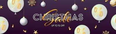 Christmas Sale Banner Featuring White Balloons – Free Download