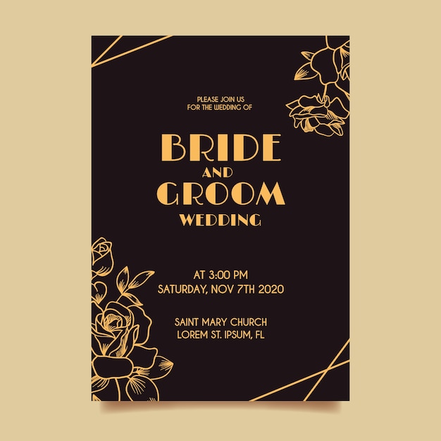 Luxury Style Wedding Invitation Template – Free Download
