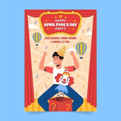 Flat April Fools’ Day Vertical Flyer Template – Free to Download