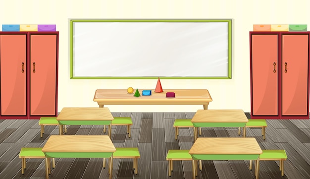 Classroom Interior Design Featuring Furniture and Decoration – Free Download