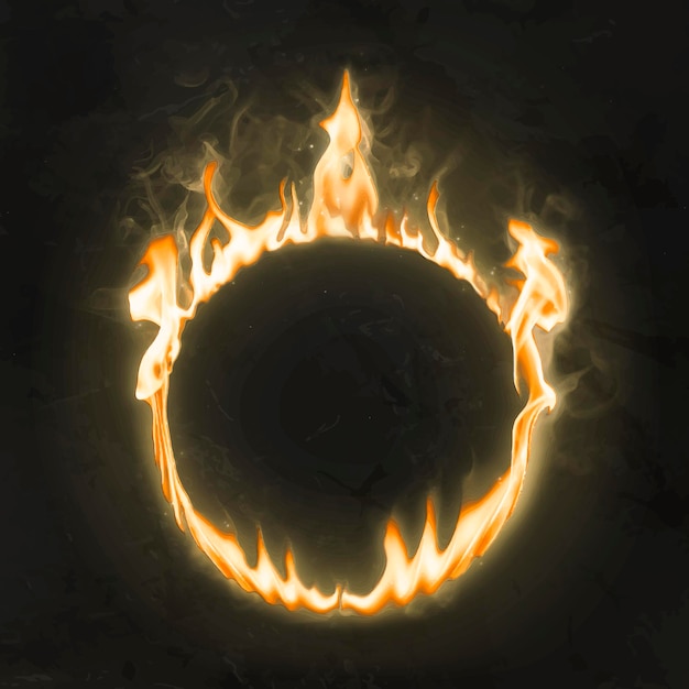 Realistic Burning Fire Vector in Flame Frame Circle Shape – Free Download