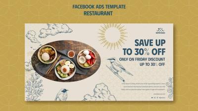Hand Drawn Restaurant Facebook Template – Free Download
