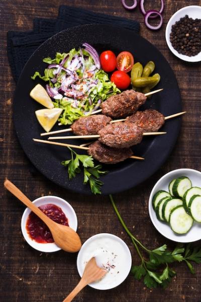 Delicious Arabic Fast-Food Meat on Skewers – Download Free Stock Photo