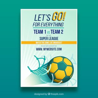 Soccer League Flyer Design Featuring a Flat Style Ball – Free Download