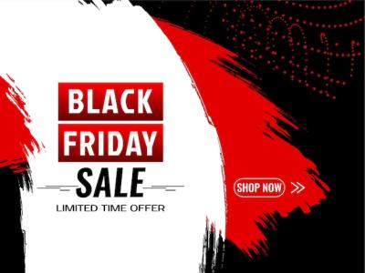 Black Friday Sale Background Featuring Red and White Brush Strokes – Free Download