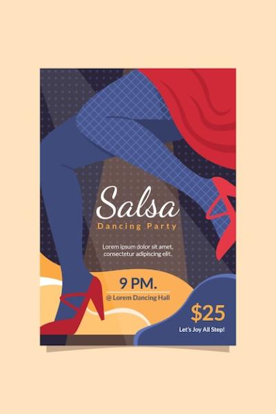 Hand Drawn Flat Design Salsa Poster for Free Download